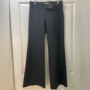 Vintage Forever 21 Low Rise Large Flare Black Pants with Side Fringe Belt